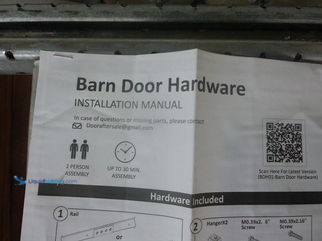 Lot 49-1535942 - Barn Door Hardware Kit, Brass Nickel Adjustable From 5.5' TO 8', unused (Hardware Kit ONLY)  Ref#HDP...