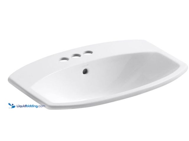 Lot 49-1547497 - KOHLER Cimarron Self-Rimming Bathroom Sink, White, Model# B000UNMOBA, Unused, Dirty From Storage.  R...