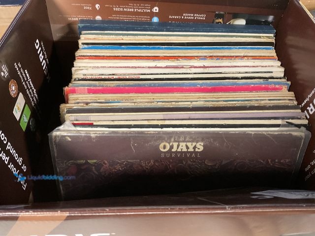 Lot 49-1505609 - COLLECTIBLE LARGE BOX FULL OF PRE-OWNED VINYL RECORDS VARIOUS GENRES AND ARTISTS INCLUDING BEATLES, ...