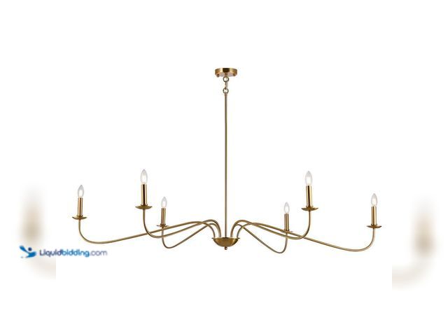 Lot 49-5437990 - Astral 6-Light Gold Simple Elegant Candle Chandelier for Living Room with No Bulbs Included. [Model ...