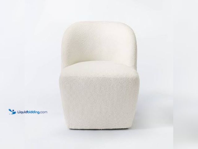 Lot 49-3565054 - Pasadena Swivel Accent Chair Cream Boucle - Threshold™ designed with Studio McGee: Modern Armless, C...