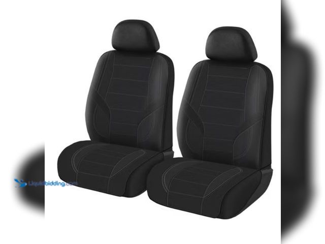 Lot 49-2026249 - Auto Drive Faux Leather Front Seat Covers, 2 Pack, Black, Universal Fit. Model # 12026553058. MSRP: ...