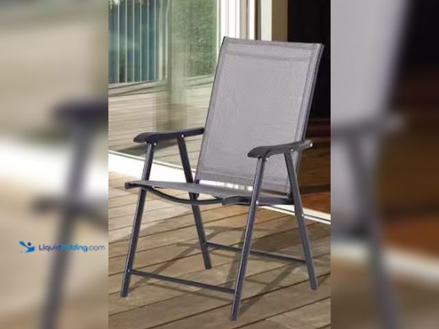 Lot 49-1627031 - Outsunny Grey Chic Design Metal Outdoor Patio Chair with Grey Seat and Easy Folding Material for Tra...