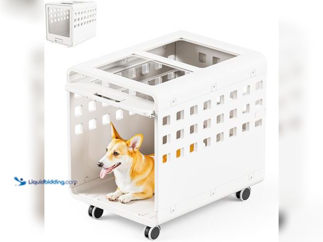 Lot 49-5488213 - Acrylic Dog Crate, Puppy Dog Kennel Indoor with Wheels for Small/Medium Size Pet, Stylish Safe & Eas...