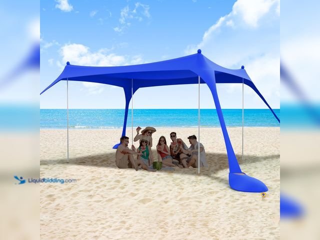 Lot 49-5408421 - Beach Tent Pop Up Shade Canopy Sun Shelter. (Royal Blue  7×7FT) Unused