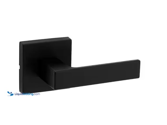 Lot 49-1566816 - lot of (2) Kwikset Singapore Square Matte Black Hall/Closet Door Handle with Microband, Model # 720S...