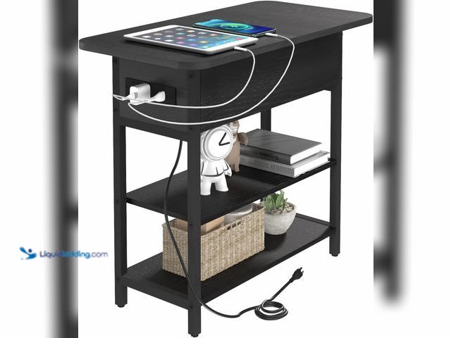 Lot 49-5410775 - Yoobure End Table with Charging Station, Flip Top Side Table with USB Ports and Outlets, Sofa Couch ...