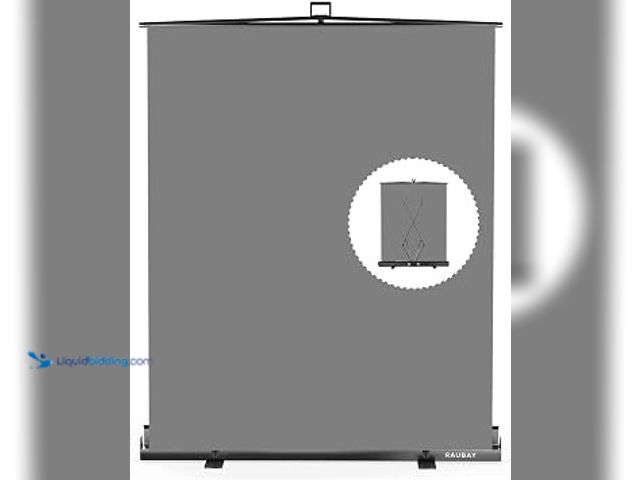 Lot 49-3631192 - RAUBAY 59.8 x 82.7in Collapsible Gray Backdrop Screen | Portable Retractable Panel Photo Grey Backgr...