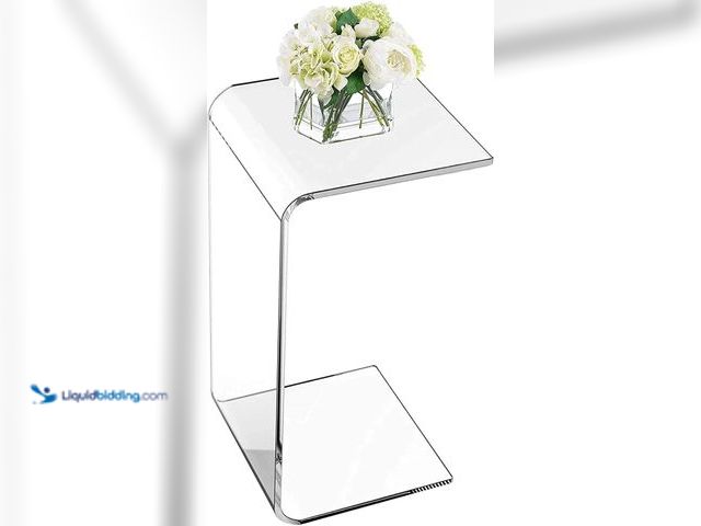 Lot 49-5453122 - Acrylic End Table, 26" Tall Side Table Acrylic C Shape Modern Clear Side Couch. [Model: B0CQM3XWW9] ...