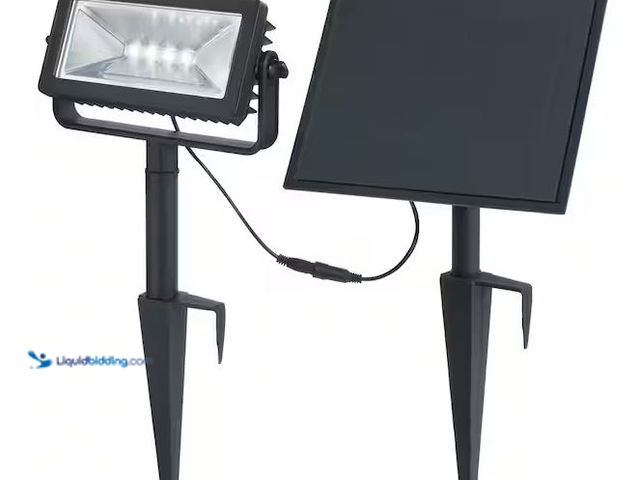 Lot 49-1576510 - Hampton Bay 150-300 Lumen Black LED High-Low Metal Rectangular Weather Resistant Outdoor Solar Wall ...