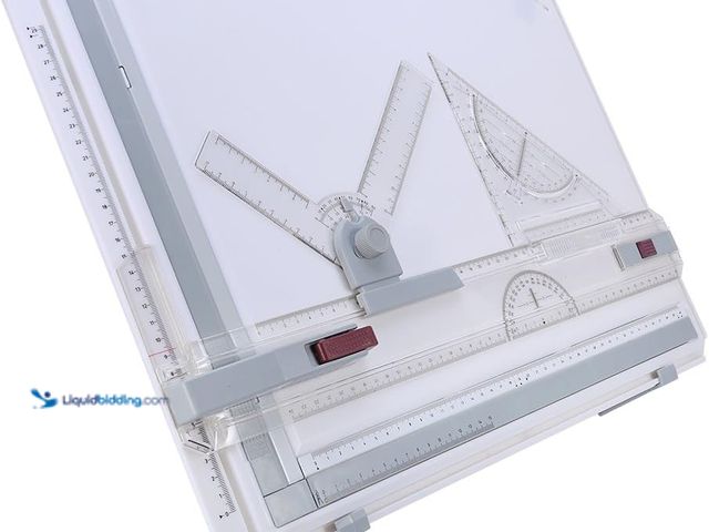 Lot 49-5453130 - A3 Drawing Board Drafting Table, Multifunctional Drawing Board Table with Clear Rule Parallel Motion...