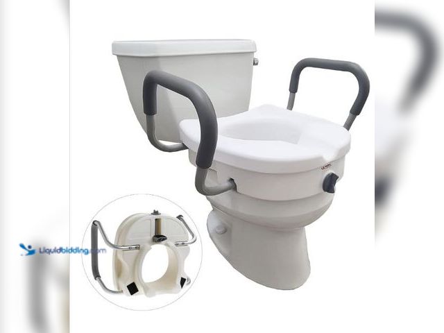 Lot 49-1577235 - Carex E-Z Lock Toilet Seat and Safety Frame Combo Pack, 5-Inch Height Lift Seat Riser for Elderly an...