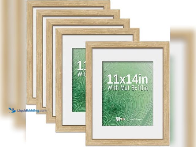 Lot 49-3600256 - VCK 11x14 Picture Frame 5 Pack - Natural Oak, High-End Wood Poster Frames with Tempered Glass, Displ...