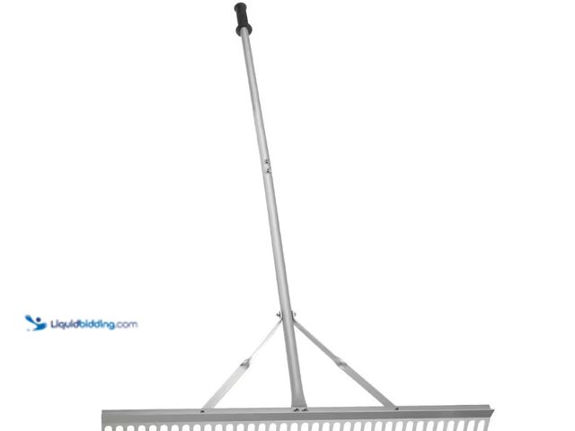 Lot 49-1515748 - Pure Garden 68 in. Aluminum Handle Landscape Rake and Lawn Gloves, Model # 50-LG1461, Unused.  Ref#A...