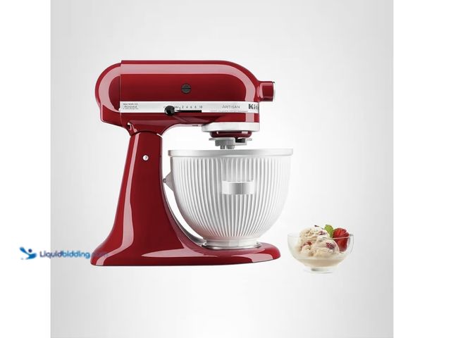 Lot 49-1810585 - ICE CREAM ATTACHMENT     KitchenAid Ice Cream Maker Attachment for Stand Mixer, 2 Quart, KSMICM, Whi...