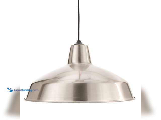 Lot 49-5409063 - Hampton Bay
1-Light Brushed Nickel Rustic Steel Hanging Barn Light Warehouse Pendant Unused