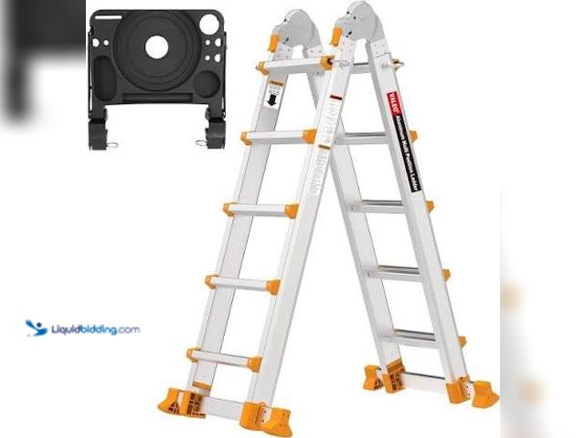 Lot 49-1631105 - Valeo 5-Step ladder, Model # AL-25005-XV, Slightly used, Scuffs/Scratches, Shipping damage.   Ref#SR...