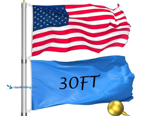Lot 49-1516956 - 30FT Telescopic Flag Pole Kit: Extra Thick Telescoping Flag Poles, Silver Heavy Duty Flag Poles for ...