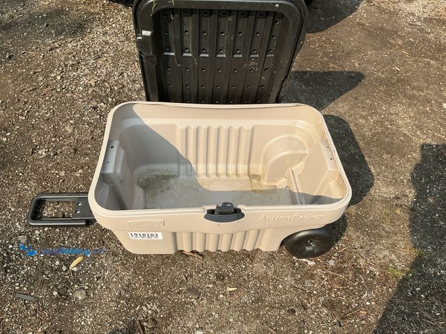 Lot 49-1910102 - One used Rubbermaid action packer 32 x 21 x 12 with handle and wheels in good use condition