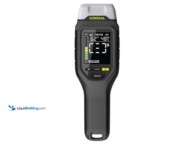 Lot 49-5552735 - General Tools 2-in-1 Moisture Meter, Backlit, Wood, Drywall, Building Materials. UPC #681035018729. ...