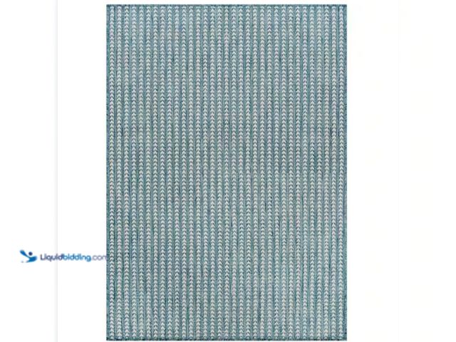 Lot 49-2000110 - Beverly Rug Arrow Aqua 5 ft. x 7 ft. Chevron Striped Washable Indoor/Outdoor Area Rug, Model # HD-TR...