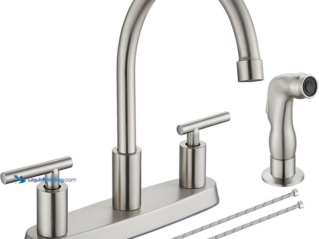 Lot 49-5546019 - Kitchen Faucet, High Arc 360° Swivel Spout, 2-Handle 8 Inch Centerset Kitchen Sink Faucet with Side ...