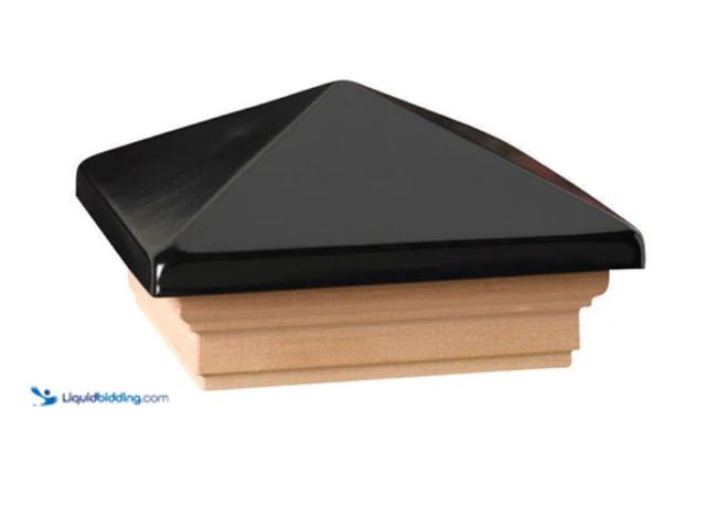 Lot 49-2000220 - (6-Pack) Decorators 3 in. H X 4 in. W Black Wood Post Cap, Model # 72396, New.   Ref#HD0629