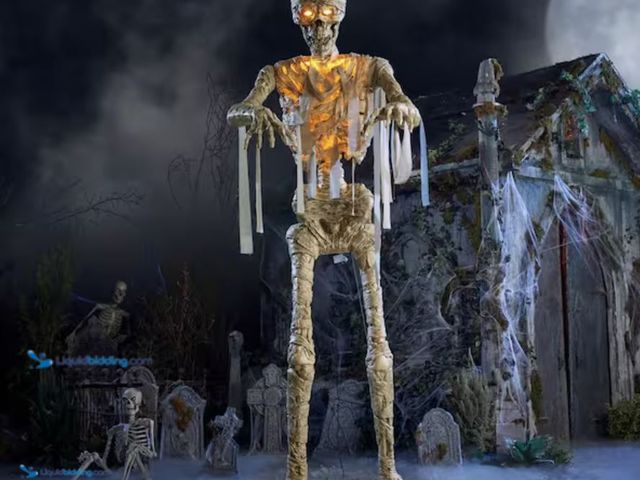 Lot 49-5581949 - Home Accents Holiday 11 FT Grave & Bones Giant-Sized LED Mummy, Model # 26SV25456, UNUSED. HAS SHIPP...