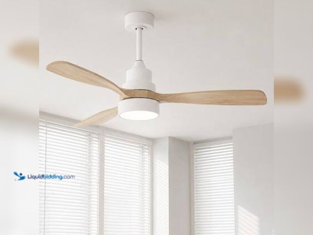 Lot 49-5559526 - MODERN HABITAT 48 in. Integrated LED Indoor Downrod Mount Oak Standard Ceiling Fan with Dimmable Lig...