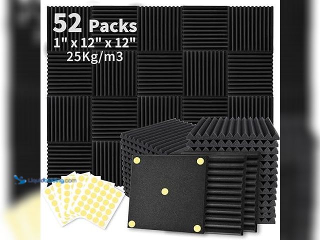 Lot 49-5415552 - 52 Pack Acoustic Foam Panels 1" x 12" x 12" Sound Proof Foam Panles Soundproofing Noise Cancelling W...