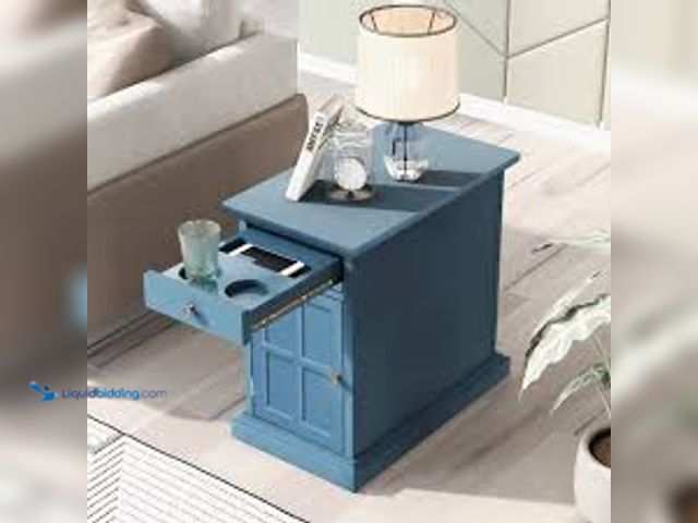 Lot 49-5485589 - LOVMOR UCan Classic Vintage Livingroom End Table Side Table with USB Ports and One Multifunctional D...