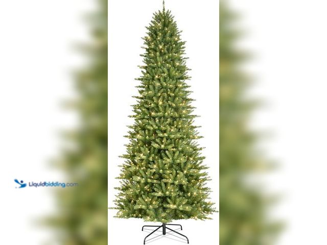 Lot 49-5463831 - Puleo International 12ft Pre-Lit Slim Fraser Fir Christmas Tree with 1200 Clear Lights, 3903 Realist...