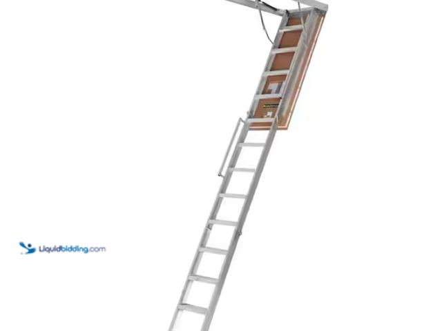 Lot 49-1570054 - Louisville Ladder Energy Efficient 10 ft.- 12 ft., 22.5 in. x 63 in. Insulated Aluminum Attic Ladder...
