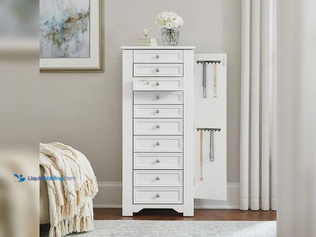 Lot 49-2024213 - Home Decorators Collection Bradstone White Jewelry Armoire. Model # JS-3426-A. MSRP $500. Unused has...
