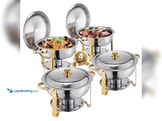 Lot 49-5487284 - VEVOR
Chafing Dish Buffet Set, 5 Qt. 4 Pack, Silver Stainless Steel Dish Chafer with 4 Full Size Pa...