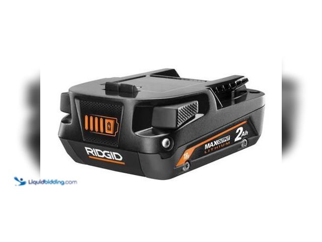 Lot 49-5554172 - RIDGID 18V 2.0 Ah MAX Output Lithium-Ion Battery Unused Works/Powers On