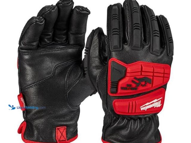 Lot 49-1567993 - Milwaukee Size Large Level 5 Cut Resistant Goatskin Leather Impact Gloves, Impact Rated Enhanced TPR...