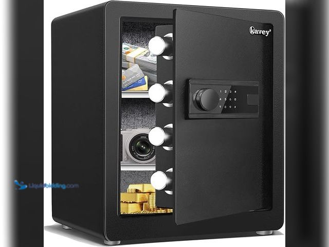 Lot 49-5446727 - ASIN:B09LQ9R5NY Kavey 2.0 Cub Safe Box, Steel Security Safe and Lock Box with Backlit Touch Screen K...