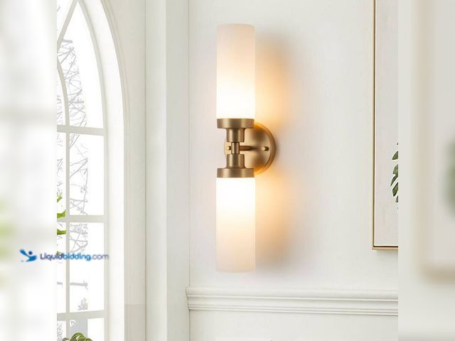 Lot 49-3564059 - Aurora 3.1 in. 2-Light Modern Gold Wall Sconce, Double Tube Design Up and Down Lighting for Bathroom...