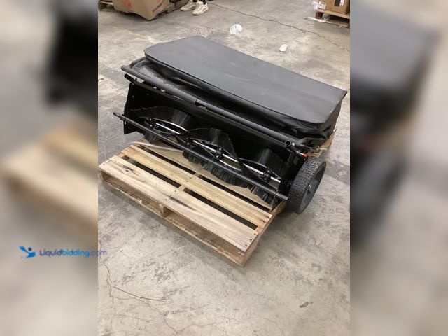 Lot 49-5460949 - Outdoor Lawn Sweeper (Black) Item is used.