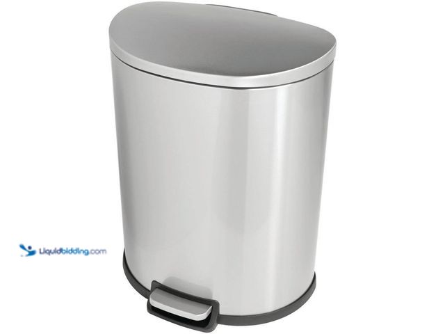 Lot 49-5453348 - StyleWell SW 13 gal. Stainless Steel Step-On Trash Can D-Shaped. [Model # STY-SOT-50-3] Unused