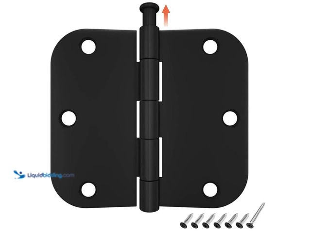 Lot 49-3431509 - Approx. (60) HOSOM Rounded Matte Black Door Hinges 3.5 Inch with 5/8" Radius Corner, Interior Door H...