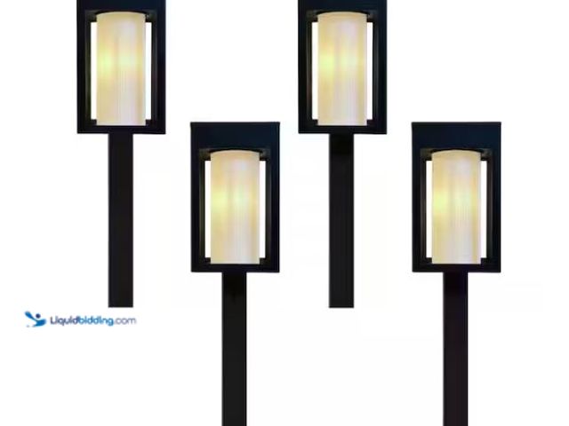 Lot 49-1627496 - Monteaux Lighting Black Integrated LED Outdoor Solar Pathway Lights with Outer Clear and Inner Frost...