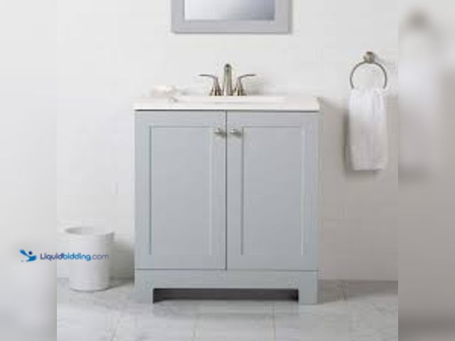 Lot 49-5448948 - 31 in. Single Sink Pearl Gray Bath Vanity with White Cultured Marble Top (Assembled). Model # GB30P2...