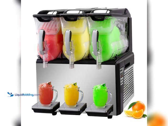 Lot 49-5439853 - VEVOR 3 x 12 L 860 W 110 V Slush drink machine ( Stainless Steel+ ABS + PP )[Model #XRJ3GXRJ10LX3000...