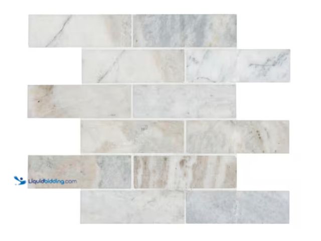 Lot 49-1578145 - Approx. (10) sq. ft. of MSI Capri Blue Subway 12 in. x 12 in. x 0.38 in. Honed Marble Mesh-Mounted M...