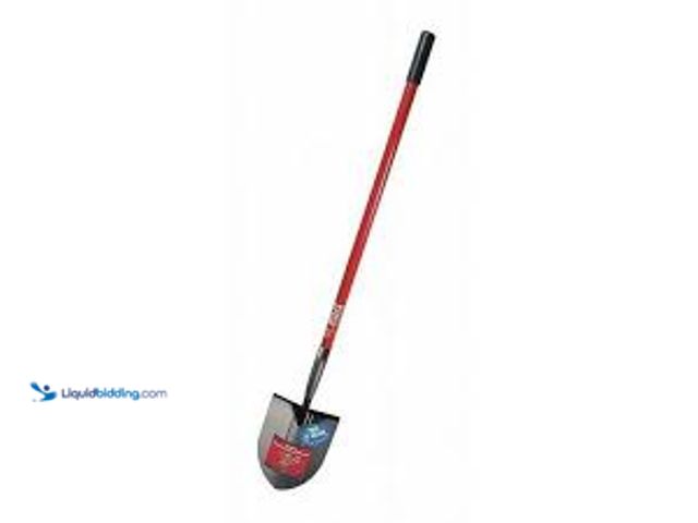Lot 49-5436237 - Bully Tools 12-Gauge Round Point Shovel with Fiberglass Long Handle. Model # 92515. Slightly used.
