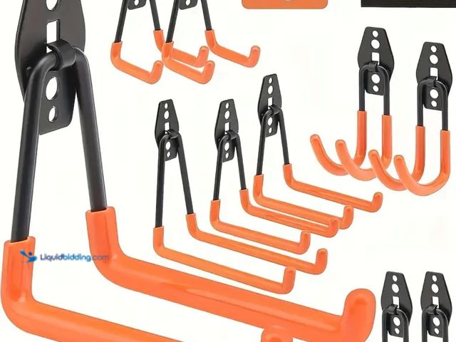 Lot 49-1814156 - New Orange Heavy Duty, Utility Steel Garage Storage Hooks (12pcs)
