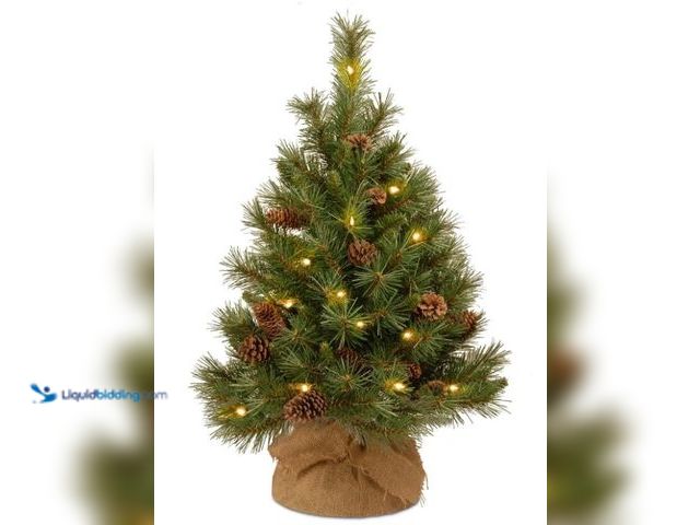 Lot 49-1540817 - National Tree Company Pre-Lit Artificial Christmas Tree, Green, Pine Cone, White LED Lights, Include...