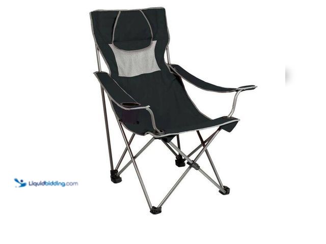 Lot 49-2023210 - Lot of (2) Picnic Time Campsite Folding Camp Black and Grey Patio Chair. Model # 806-00-175-000-0. M...